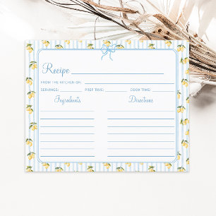 Lemon Blue Italian Bridal Shower recipe card