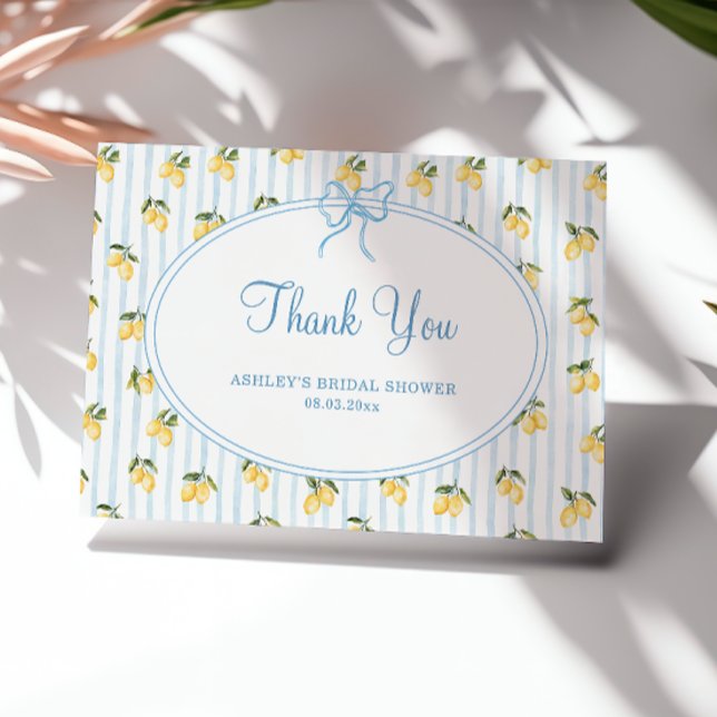 Lemon Blue Italian Bridal Shower Thank You Card (Creator Uploaded)