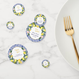 Lemon Blue Italian Tiles Bridal Shower Party  Confetti