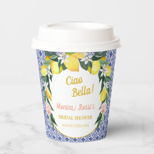 Lemon Blue Italian Tiles Ciao Bella Bridal Shower Paper Cups
