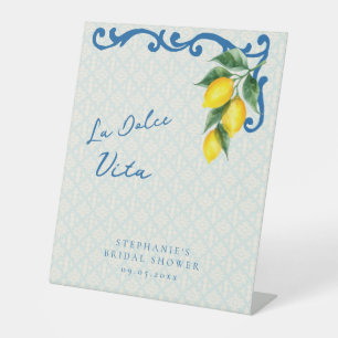 Lemon Blue La Dolce Vita Italian Inspired Bridal Pedestal Sign