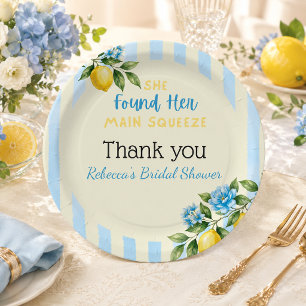 Lemon Blue Main Squeeze Bridal Shower Paper Plate