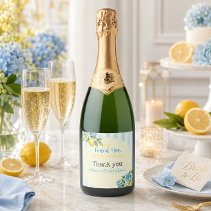 Lemon Blue Main Squeeze Bridal Shower Sparkling Wine Label