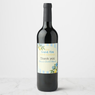 Lemon Blue Main Squeeze Bridal Shower Wine Label