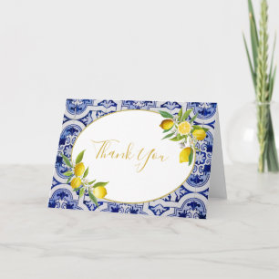 Lemon blue Spanish tile note card