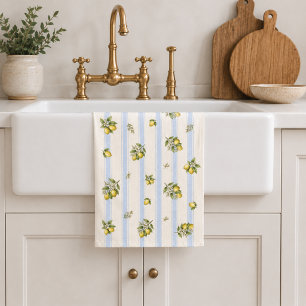 Lemon Blue Stripe Tea Towel