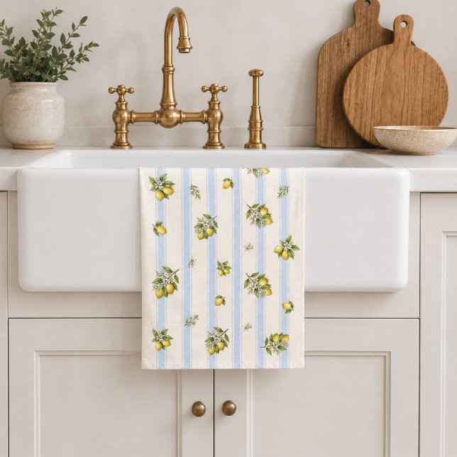 Lemon Blue Stripe Tea Towel (Creator Uploaded)