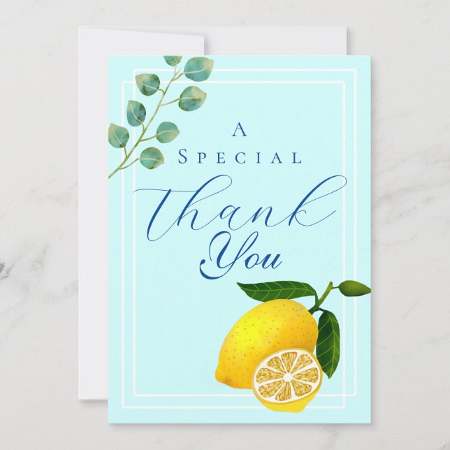 Lemon Blue Thank You  Card (Front)