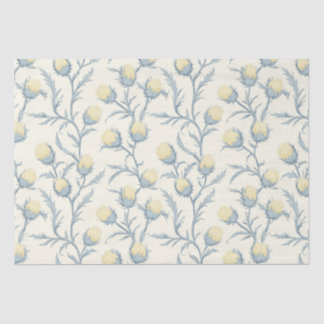 Lemon Blue Thistle Floral Flower Pattern Tissue Paper