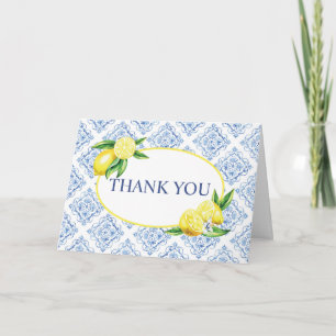 Lemon Blue Tile Italian Thank You Card