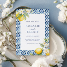 Lemon Blue Tile Mediterranean Save The Date