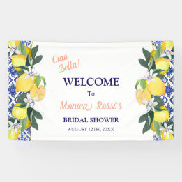 Lemon Blue Tiles Ciao Bella Bridal Shower Banner