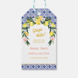 Lemon Blue Tiles Grazie Mille Bridal Shower Favou Gift Tags