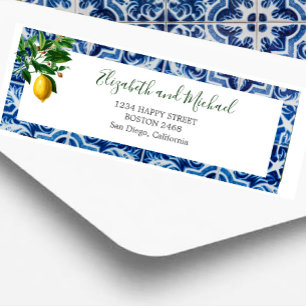 Lemon Blue White Tile Elegant Modern Chic Wedding