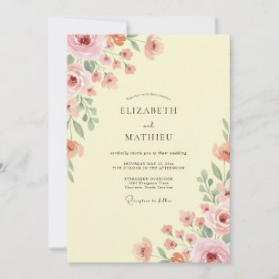 Lemon Blush Botanical Floral Wedding Invitation