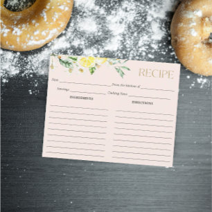 Lemon Blush Main Squeeze Bridal Shower Recipe Card