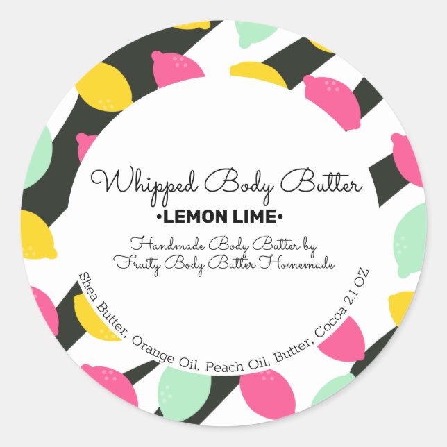 Lemon Body Butter Bath Branding Packaging Classic Round Sticker (Front)