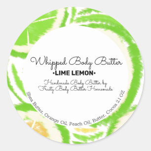 Lemon Body Butter Bath Branding Packaging Classic Round Sticker