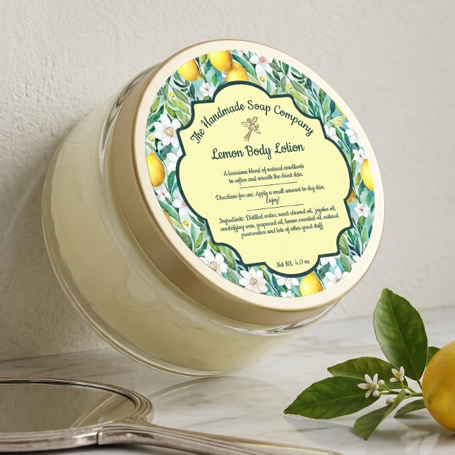 Lemon Body Butter Cosmetics Jar Label (Creator Uploaded)