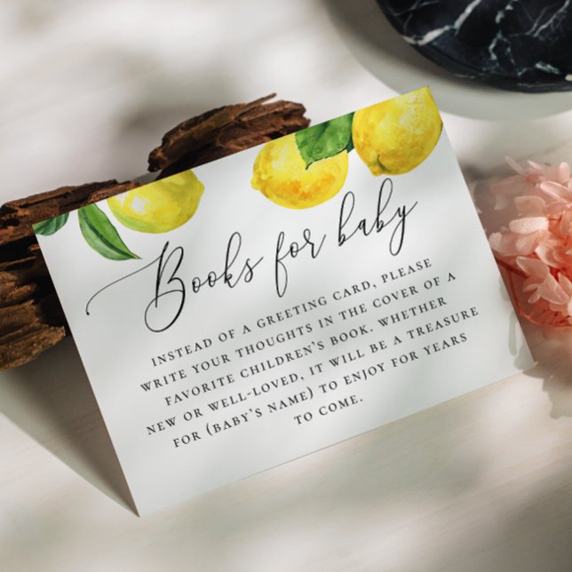 Lemon Books for Baby. Citrus Botanical Baby Shower Enclosure Card (Creator Uploaded)