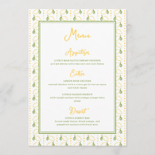Lemon Botanical Citrus Summer Garden Wedding Menu