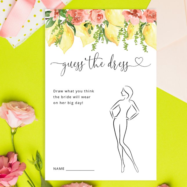 Lemon Botanical Guess the Dress Bridal Shower Game (Creator Uploaded)