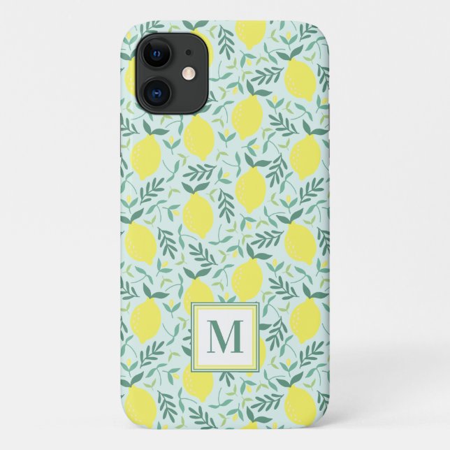 Lemon botanical monogram pattern Case-Mate iPhone  Case (Back)