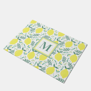 Lemon botanical monogram pattern doormat