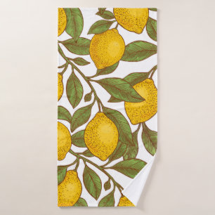 Lemon botanical seamless pattern bath towel