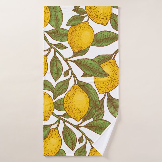 Lemon botanical seamless pattern bath towel (Bath Towel)