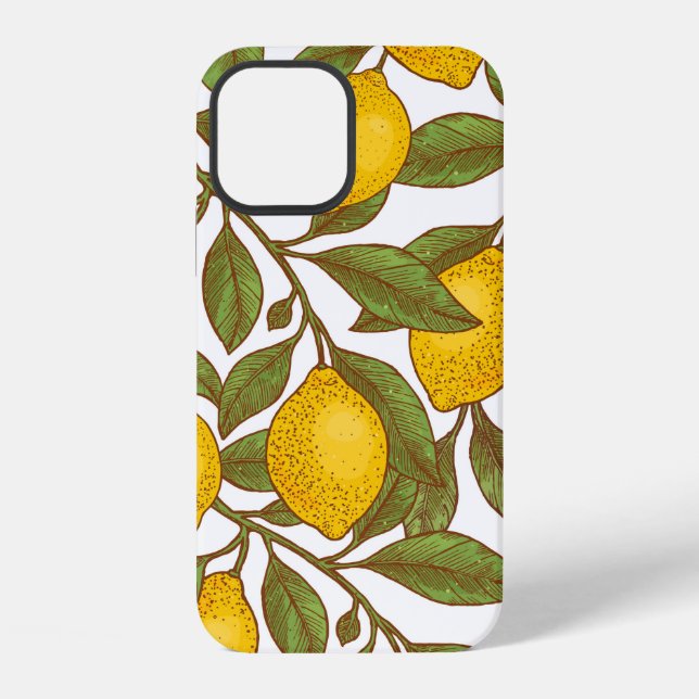 Lemon botanical seamless pattern iPhone case (Back)