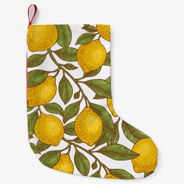 Lemon botanical seamless pattern small christmas stocking (Front)