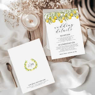 Lemon Botanical Wedding Details Cards