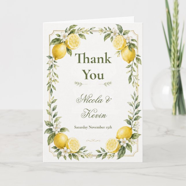Lemon Botanical Wedding Thank You Card (Front)