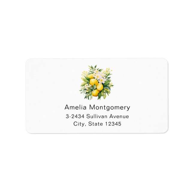 Lemon Bouquet with White Blossoms Address Label (Front)