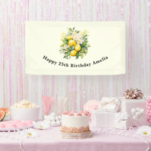 Lemon Bouquet with White Blossoms Birthday Banner