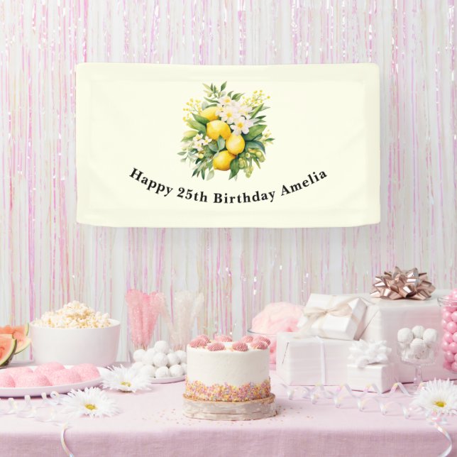 Lemon Bouquet with White Blossoms Birthday Banner (Party)