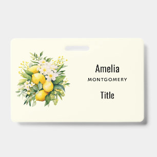 Lemon Bouquet with White Blossoms ID Badge