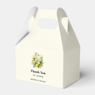 Lemon Bouquet with White Blossoms Wedding Favour Box