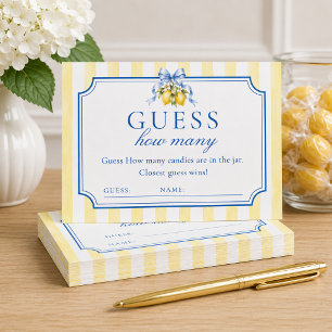 Lemon Bow Neutral Baby Shower Guess How Many Card