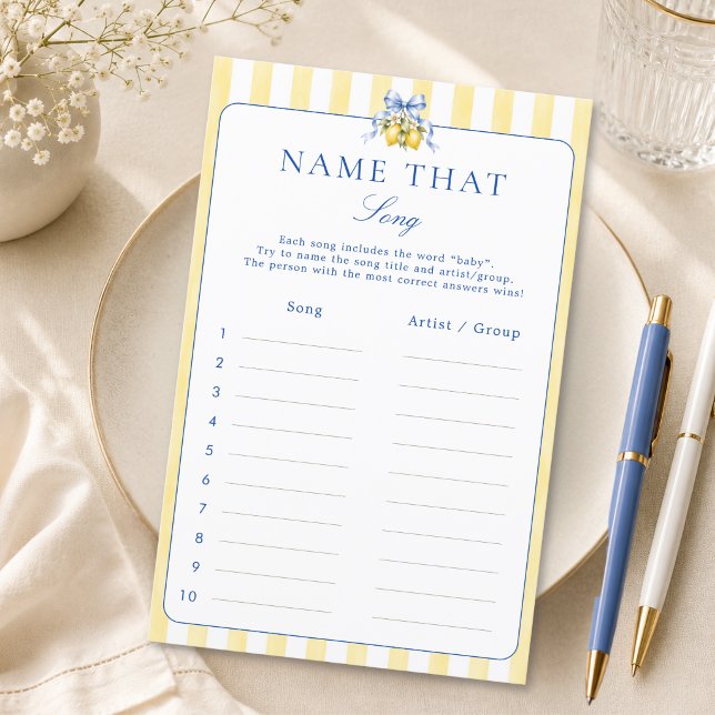 Lemon Bow Neutral Baby Shower Name That Song Game (Creator Uploaded)
