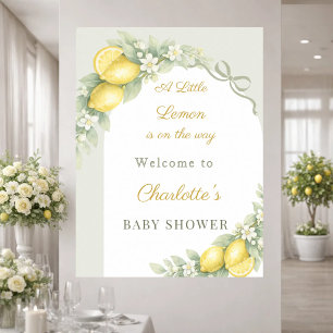 Lemon bow sage green arch welcome Baby Shower Poster