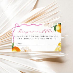 Lemon & Bows Baby Shower Diaper Raffle Entry Enclosure Card
