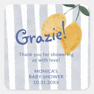Lemon Boy Baby Shower Favour Thank You Square Sticker