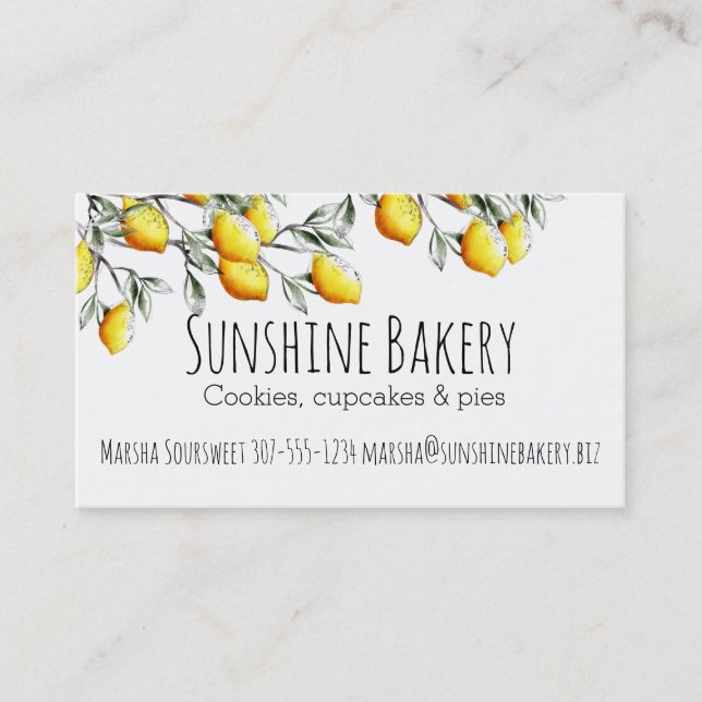 lemon branch bakery chef catering business card (Front)