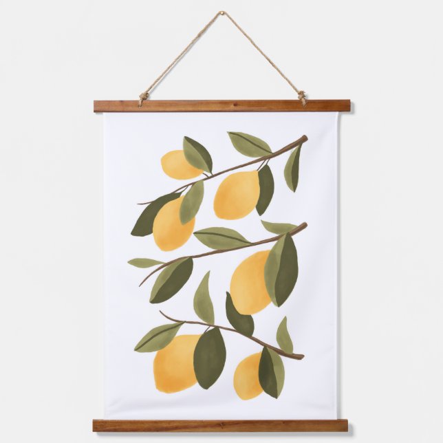 Lemon Branch Botanical Citrus Home Decor Hanging Tapestry (Front)