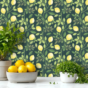 Lemon Branch Botanical Kitchen Wallpaper