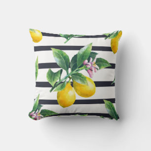 Lemon Branch: Citrus Watercolor Bliss Cushion