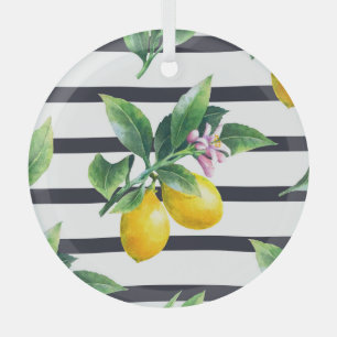 Lemon Branch: Citrus Watercolor Bliss Glass Tree Decoration