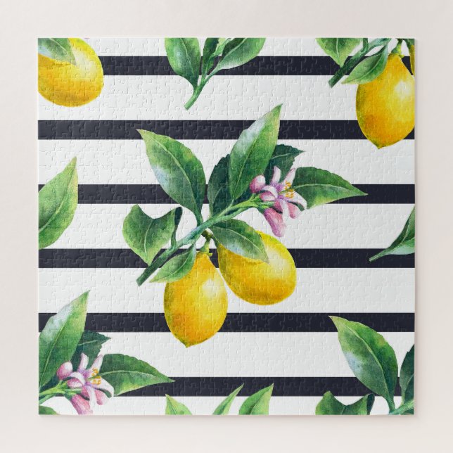Lemon Branch: Citrus Watercolor Bliss Jigsaw Puzzle (Vertical)
